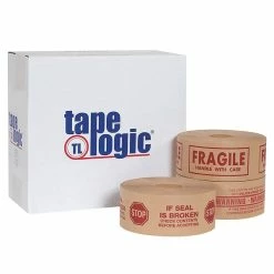 Paper Tape Tape Logic® #7500 Pre-Printed Reinforced Water Activated Tape, "Stop", 3" X 450', Kraft, 10/Case (T9077500RA) -Tape Logic Shop sp110467429 s7